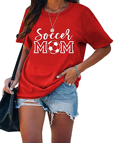 Womens Soccer Mom Tshirt Crewneck Short Sleeve Summer Casual Funny Cute Soccer Graphic Tees3