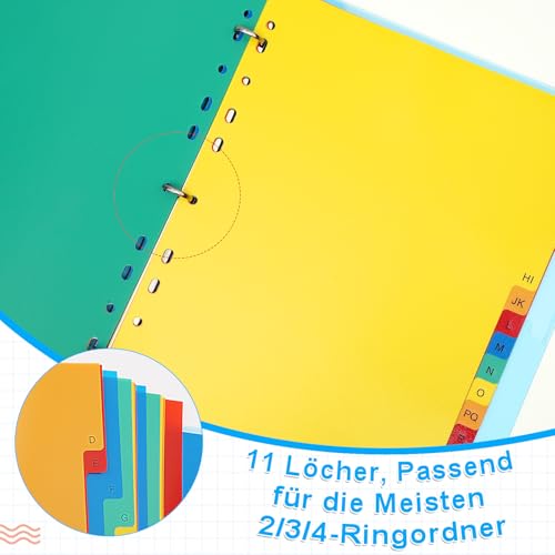 Thboxes Register für Ordner A4 A-Z, 3er Set 20-Teilige Ordner Trennblätter Bunte PP Register A4 für Ringordner Hebelordner Aktenordner Büro Schule