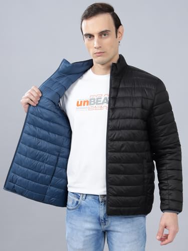 Image of Cantabil Reversible Jacket for Men | Premium Casual Jacket Smart Fit Mock Neck Nylon Fabric Solid Pattern (P MJKT00249)