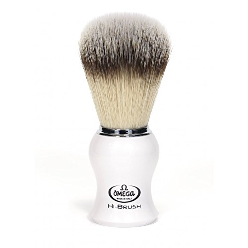 Omega Hi Brush Synthetic Shaving Brush - Classic Handle (Pearl White)