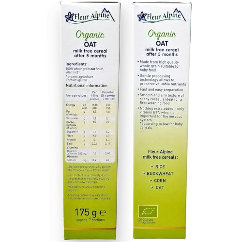 image for Fleur Alpine Oat Baby Cereal - Nutrient-Packed Baby Food - for Babies 