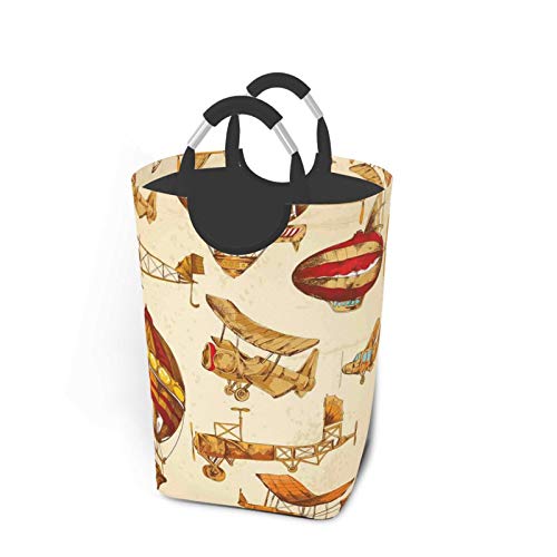 Wäschesack,Aviation Vintage Baloons Flugzeuge drucken,Großer faltbarer Wäschekorb,zusammenklappbarer Wäschekorb,zusammenklappbarer