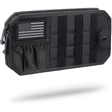 WYNEX Molle Car Sun Visor Organizer, Car Accessories with Zip Storage Pouch & Glasses Holder, Semi-Rigid Molle Panel with Patch for Tactical Gears, Fits Most Cars, Trucks, Pickups, Patrols