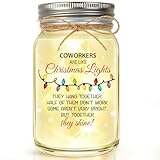 Coworker Christmas Gift for Women Men - Appreciation Gifts for Colleagues, Xmas Birthday Thank You Gifts for Coworkers, Christmas Decorations for Office Desk, Mason Jar Light