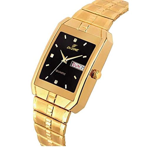 Image of Dezine Men's Day Date Display Golden Analog Watch