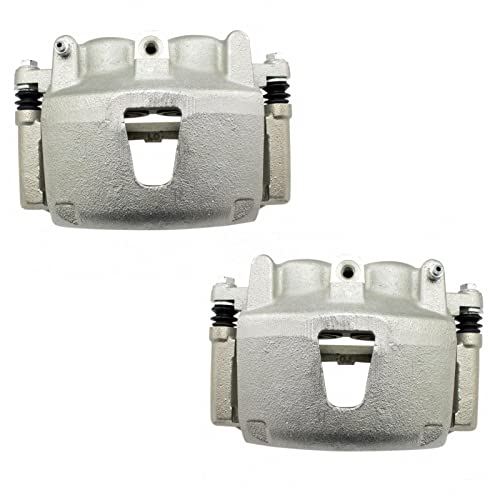 Image of TRQ Front Brake Caliper Set Zinc Coated Brackets Hardware Compatible with 2005-2010 Jeep Grand Cherokee 2006-2010 Commander