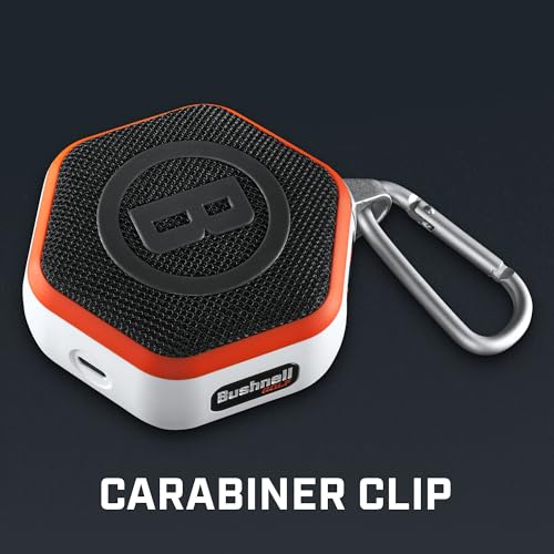 Bushnell Golf Wingman Mini GPS Speaker – Ultra Portable Bluetooth Golf Speaker with Audible Distances, Magnetic Cart Mount, Waterproof, 10Hr Battery & Carabiner, Orange by Bushnell - Image 8