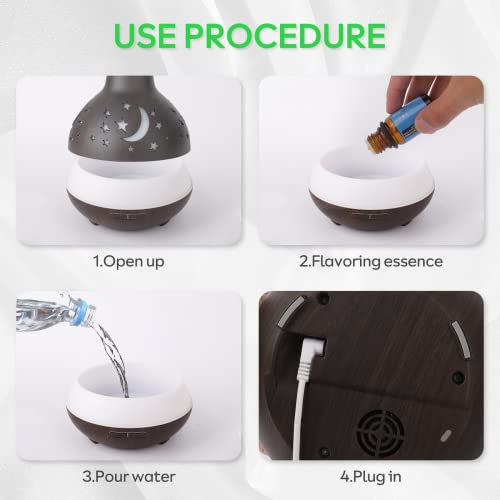 550Ml Aromatherapy Diffuser-Qzziz Essential Oil Diffusers With 10 Options Essential Oils Set,Aroma Cool Mist Humidifier For Worry-Free Sleep,Odor,Office,Home,Desktop,Portable (Dark Brown Star) #TOP4