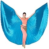 Lauthen.S Belly Dance Isis Wings with Sticks Women Angel Wings Halloween Costume Carnival Cape Outfit Blue