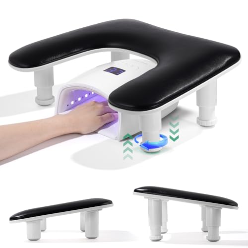 Big Arm Rest for Nails Tech, Height Adjustable, U-Shaped,Black