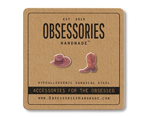 Handmade Cowboy Hat & Boot Stud Earrings