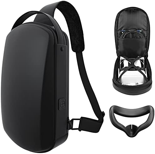 Carrying Case for Oculus Quest 2 - Backpack Sling Bag for Halo Elite Strap, VR Accessories, Switch Steam Deck, Waterproof, Portable Protection - Travel Crossbody Shoulder Bag Fit for Men Women (Black)