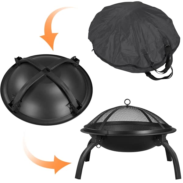 Abician Brasero extérieur terrasse Brasero de Jardin Exterieur Terrasse Brasero avec Poker, Grille, Couvercle, Sac 54 x 54 x 38,5 cm Noir
