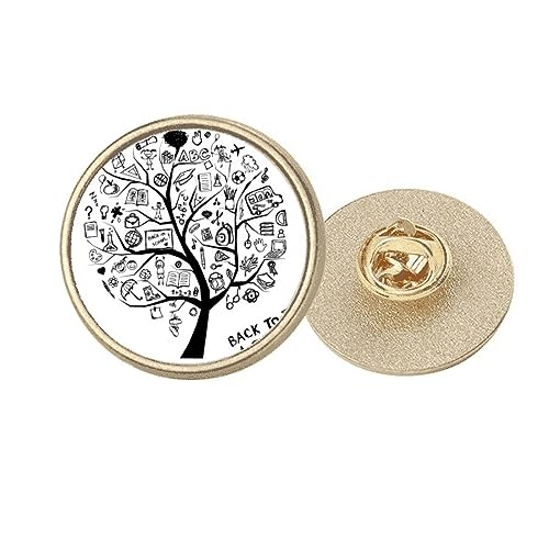 Broche ronde arbre doré graffiti taille M idéale sur un manteau en laine