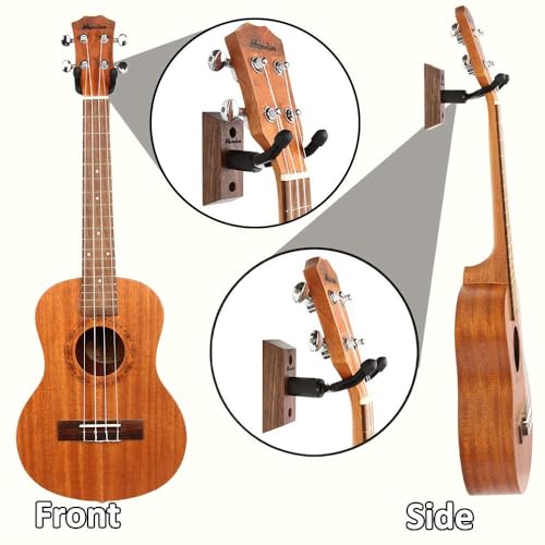 Image of Ukulele Wall Mount Hanger, Black Walnut Ukulele Hanger Holder for Wall Fits Ukulele /Mandolin /Banjo, Ukulele Hanger Display for Concert, Home, Studio, Exhibition (Blackwood)