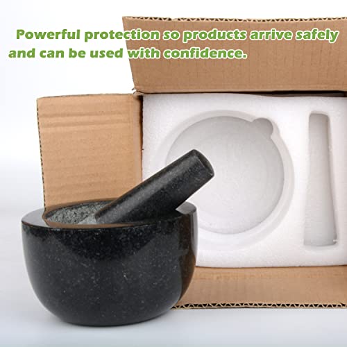 Nuoyia Granite Mortar And Pestle Set,Guacamole Molcajete Bowl For Kitchen,Mortar And Pestle For Making Spices And Various Sauces,Contain Silicone Mat,Spoon And Brush(14X8Cm,Unpolished) #TOP4