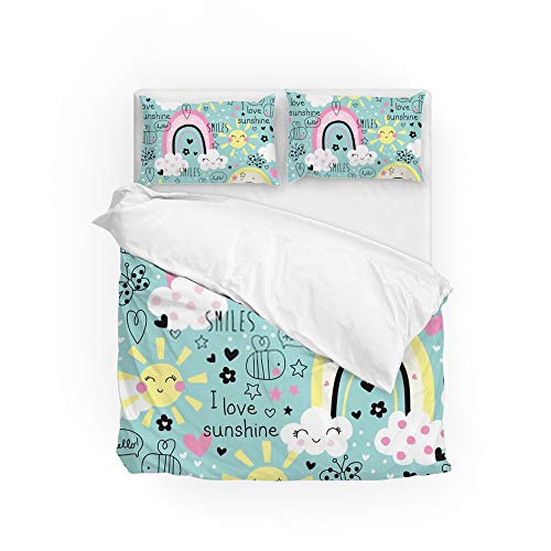 Parure de lit polyester lit simple motif nuages multicolores facile d'entretien - 3