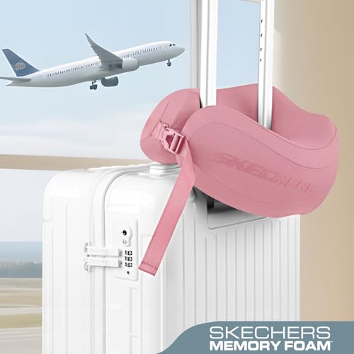 Image of Skechers Neck Pillow for Traveling,Memory Foam Travel Neck Pillow for Airplane Travel Pillow for Flight Headrest Sleep, Portable Plane Accessories,Pink