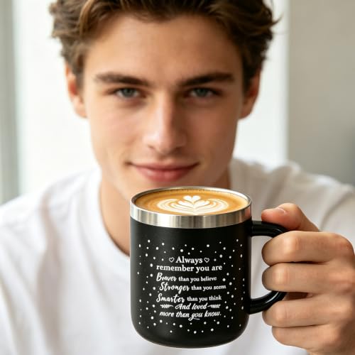 Inspirational Stainless Steel Coffee Mug - Insulated Travel Cup with Lid Appreciation Gift for Women Men Coworkers Friends - You are Amazing Motivational Quote Cup for Birthday (14oz-Stronger) - Image 3