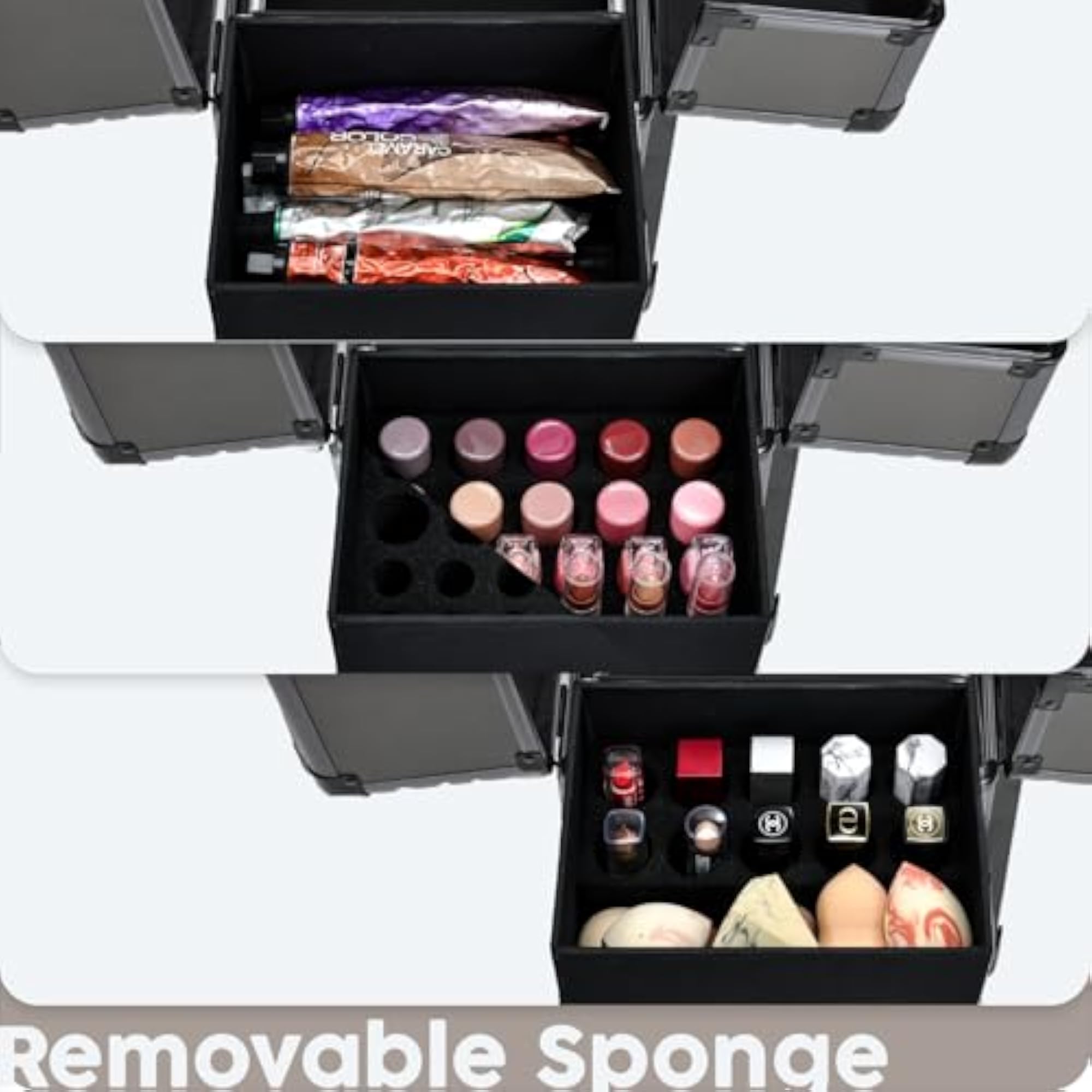 Portable Cosmetic Trolley with Drawer and Wheels