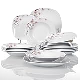 LIEFERUMFANG - Im Lieferumfang enthalten sind: 6 Dessertteller (Ø 19,2 cm), 6 Suppenteller (Ø 21,5 cm), 6 Speiseteller (Ø 24,7 cm)