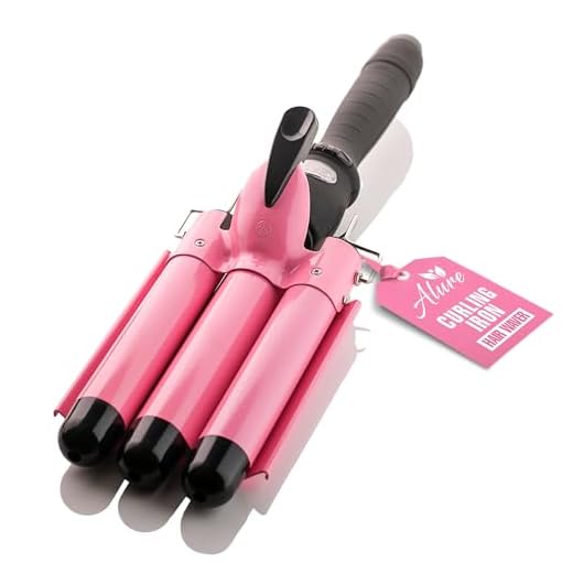 Alure Three Barrel Curling Iron Wand with LCD Temperature Display - 1 Inch Ceramic Tourmaline Triple Barrels, Dual Voltage Crimp