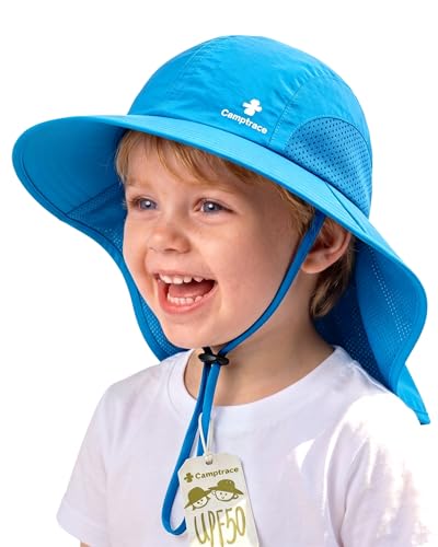 Image of camptrace Safari Kids Sun Hat Wide Brim Bucket Cap Toddler Fishing Hats Boy Girl