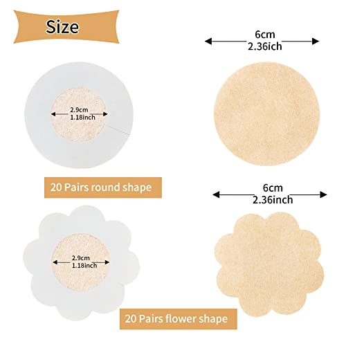 Witroman APP-100622-B09X9V5SQN 40 Pieces Nipple Covers Disposable Nipple Pasties Nipple Petals  thumb #1