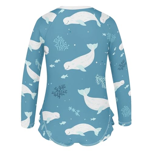 Image of Baby Girl Bathing Suit Long Sleeve UPF 50+ One Piece Toddler Swimsuit