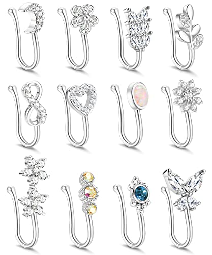 Ubgicig 12Pcs Fake Nose Rings Hoop Clip On Nose Ring Faux Septum Cartilage Tragus Ring Non Piercing Jewelry For Nose Ear African Nose Cuff For Women Men #TOP10