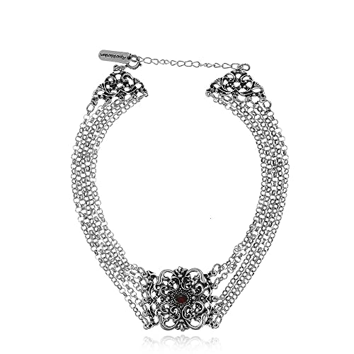 Preisvergleich Produktbild Alpenklunker Kropfband Granat Trachtenkette Choker Wiesn Oktoberfest schmuckrausch