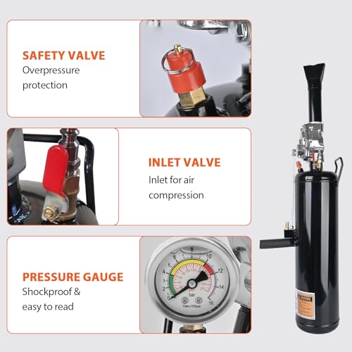 Image of Tire Bead Seater, 12L /3.2 Gallon Air Trigger Seating Inflator, 145 PSI Portable Tire Inflator Tool, 87-116 PSI Operating Pressure for Tractor Truck ATV Car and Automobile Repair