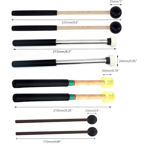 image for Jiayouy 4Pair Steel Tongue Drum Mallets with Bracket and Storage Bag,3