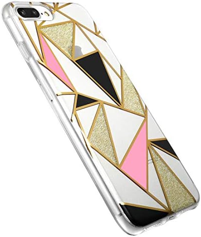 Ultra Hybrid iPhone 8 Plus Case Clear iPhone 7 Plus Case,Manleno Geometric Design Slim Fit Soft Bumper Glitter Bling Hard Back Cover Case for iPhone 7/8 Plus 5.5" (Clear Geometric)
