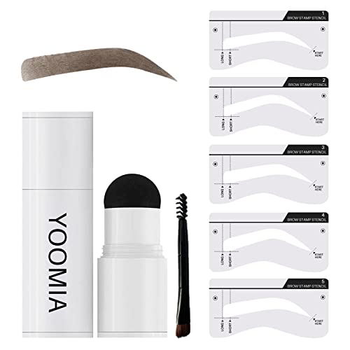 Eyebrow Stamp Stencil Kit Eyebrow Stamp One Step Eyebrow Stamping Kit Brow Stamp Kit Waterproof Brow Stamp Long Lasting With 5 Pairs Reusable Eyebrow Stencils(Medium Brown)