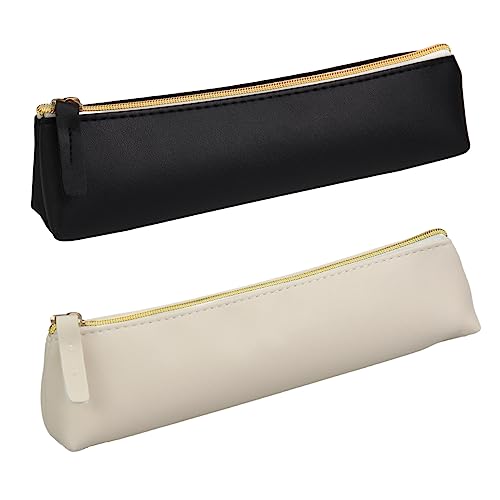 Suofuolef 2 Stück Leder Federmäppchen, Stiftetasche Kleine Tragbar für Schule & Büro