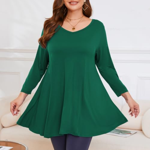 Image of LARACE Plus Size Tops for Women 3 /4 Sleeve Shirts V Neck Tunic Tops Blouses