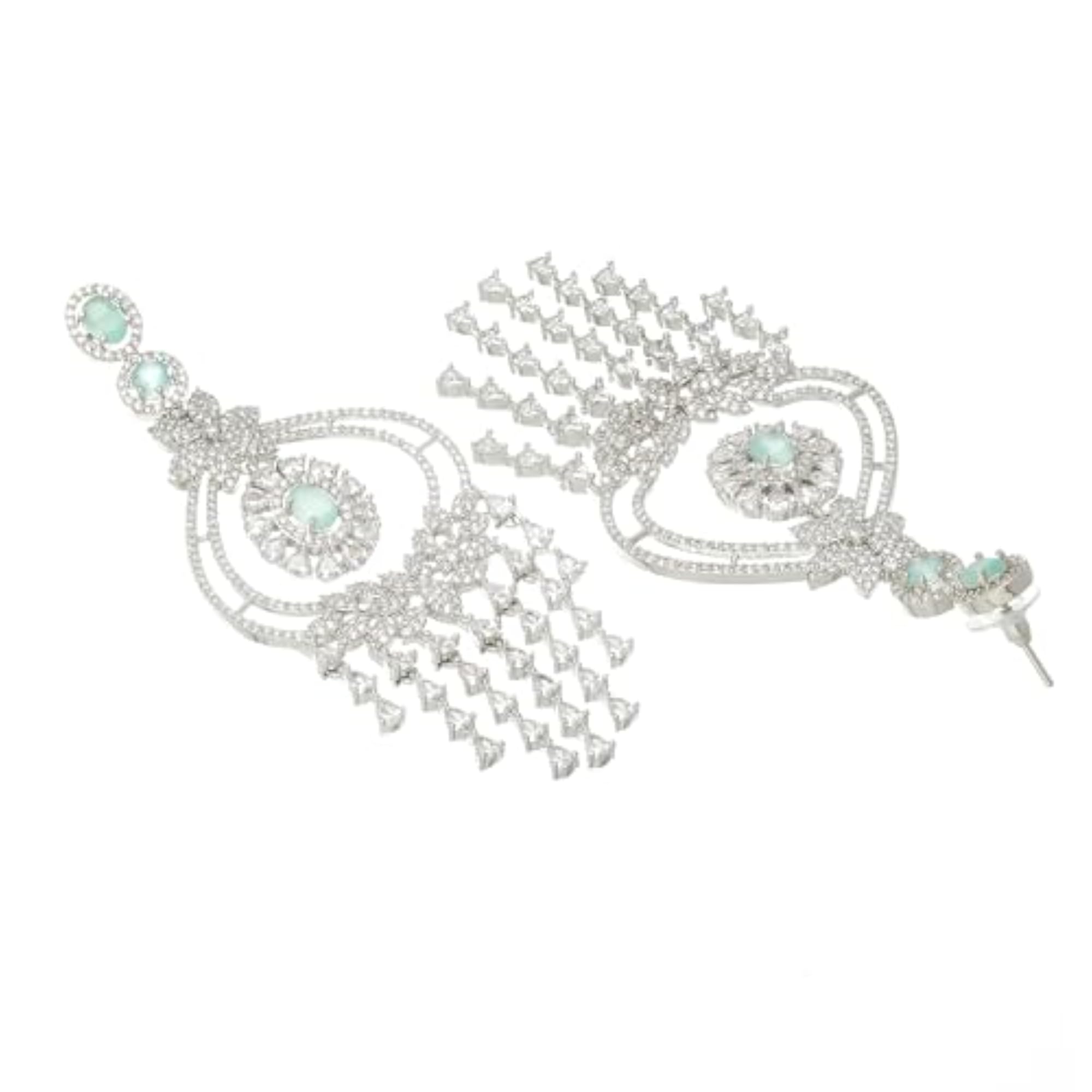 Rhodium-Plated Diamond Drop Earrings for ()