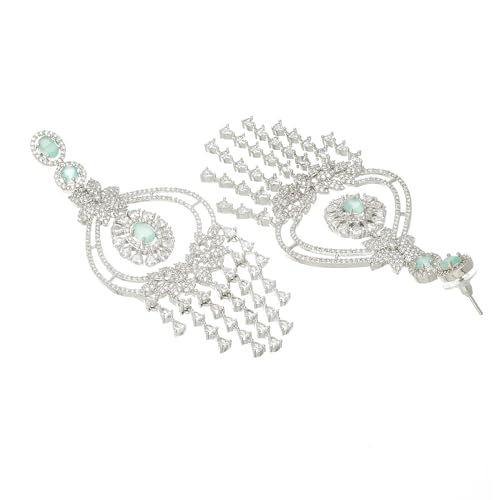 Rhodium-Plated Diamond Drop Earrings for ()