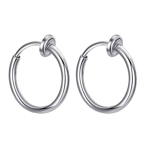 Image of Via Mazzini 11mm Clip-On Non-Pierced Earrings Hoops Fake Earrings /Lip Nose Belly Eyebrow Earrings Body Jewellery For Men & Women (1 Pair)