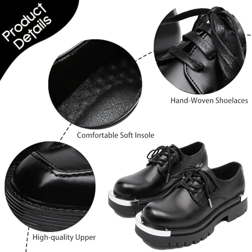 Men's Leather Square Toe Oxfords Classic Lace Up Soft Rubber Non-Slip Waterproof Low Heel Derby Shoes Fashion Casual Business Formal Office Work Dress Shoes4