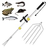 SAN Like Fishing Harpoon Spear Gaff Gig Gaff Fork Hook for Frog Toad Cane Bullfrogs Bufo Flounder Ice Fish Mole Remove Trap Catching Tool (Silver, 4FT)