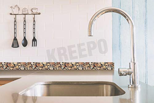 Image of KREEPO Waterproof Waist Line Wall Sticker Self Adhesive Baseboard Wallpaper Border Roll Decals Home Decor Film (Size 4Inch x 10m) (Wood-2)