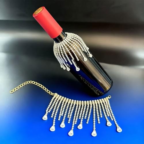 Velo de botella elegante con borlas de brillantes, detalle ideal para mesas de bodas 7