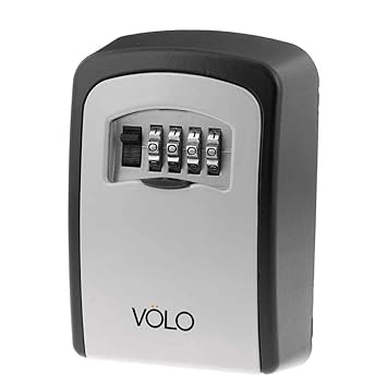 Volo Lock Wall Mount Key Lock Box with Resettable Combination Lock, Outdoor Key Lock Box, 5 Key Capacity