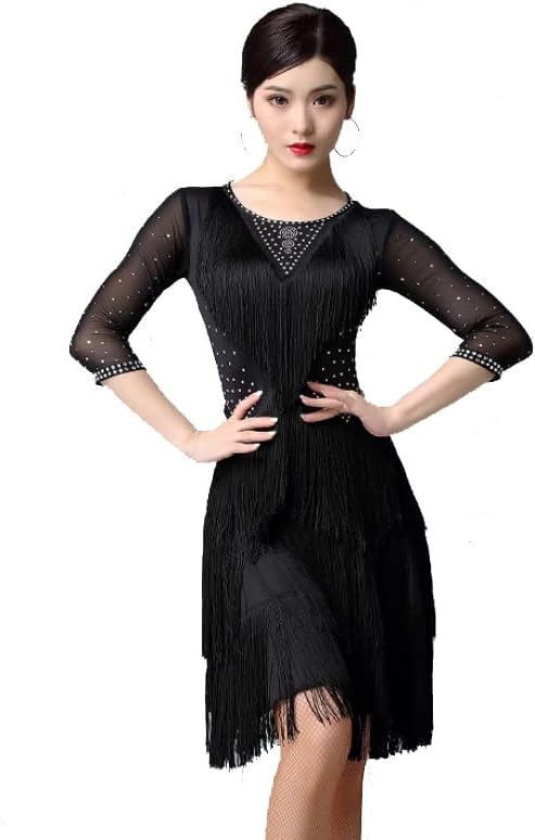 Fringe Latin Dancing Outfit Tango Dancing Clothes for Women Ballroom Dance Training Dresses Cha Cha Dancewear