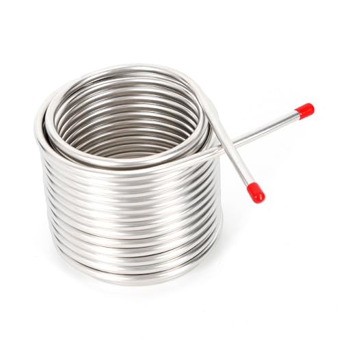 MOQNISE Cooling Coil Pipe Stainless Steel Immersion Wort Chiller Tube with Pipe Caps, 0.31Inch Tube Diameter Wort Chiller Cooling Coil Pipe for 12.7QT Beer Holding Tanks