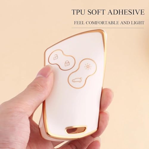 Coque protection voiture TPU blanc compatible avec clé Megane Clio Duster Captur - 4