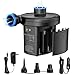 Dr.meter Battery Air Pump, HT-401 Electric Air Mattress Pump Quick-Fill Inflator/Deflator with 3 Nozzles for Camping Inflatables Raft Bed Boat Pool Toy Batteries/AC 110-120V/ DC 12V Powered