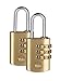 Yale Y150/22/120/2 Brass Combination Padlock, 22mm, Pack of 2, Suitable for Gym lockers and Luggage
